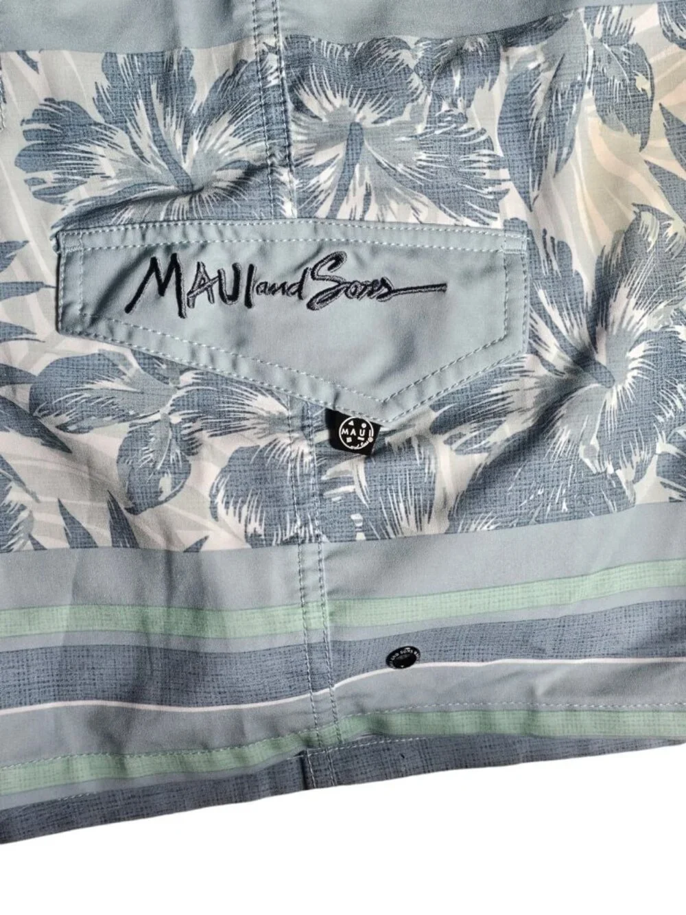 Maui and Sons Mens 4-Way Stretch Boardshorts Size 38 Floral Stripe Swim Trunks